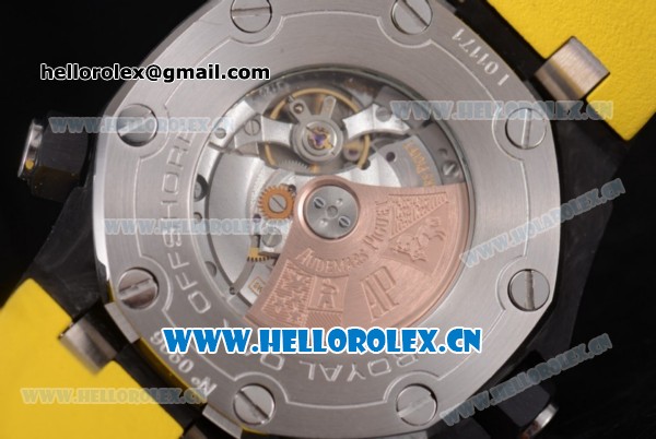 Audemars Piguet Royal Oak Offshore Diver Clone AP Calibre 3120 Automatic PVD Case with Black Dial Stick Markers and Yellow Rubber Strap (EF) - Click Image to Close